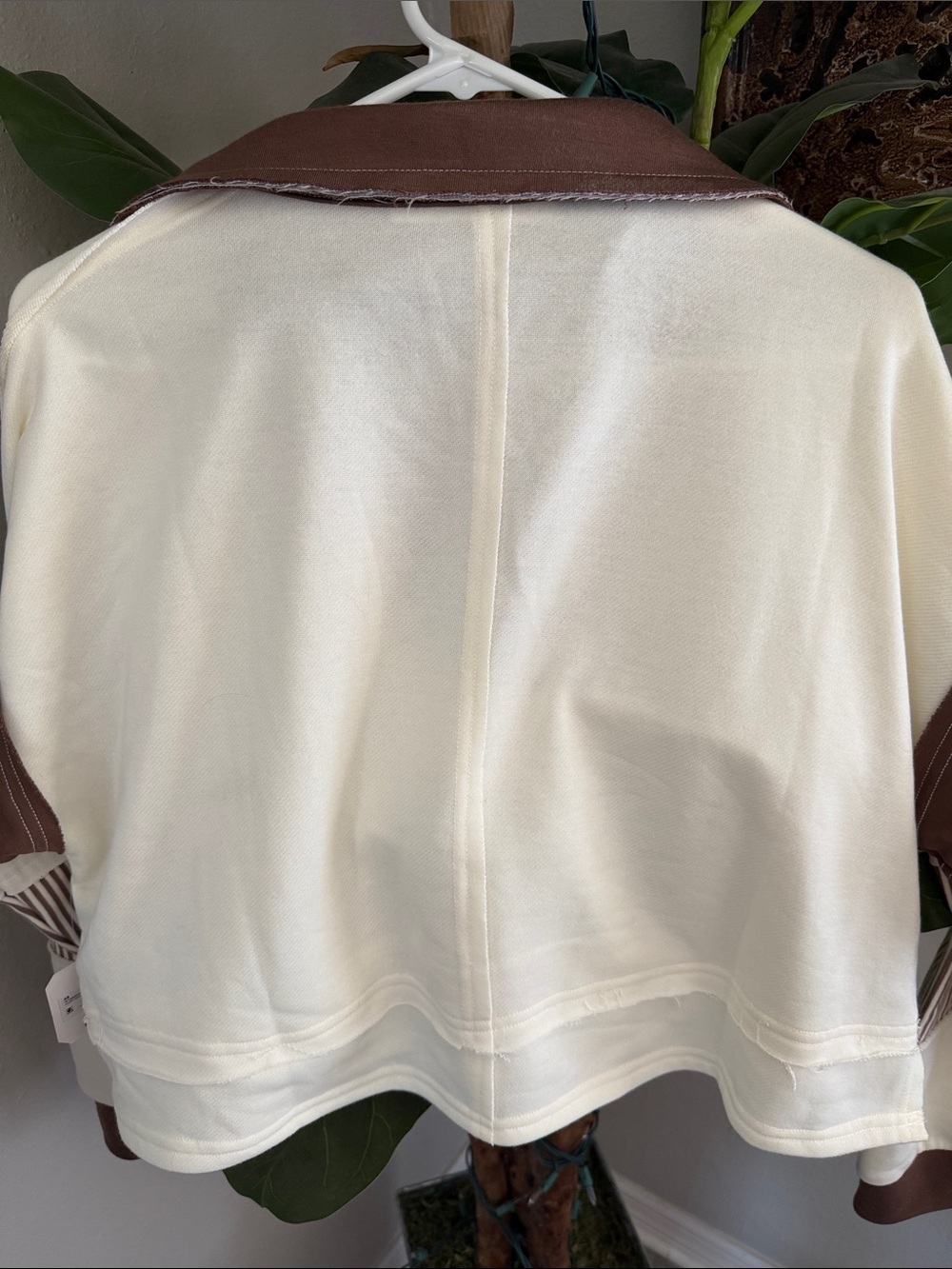 Altar'd State Cream and Brown Striped Rugby Pullover - Picture 5 of 7